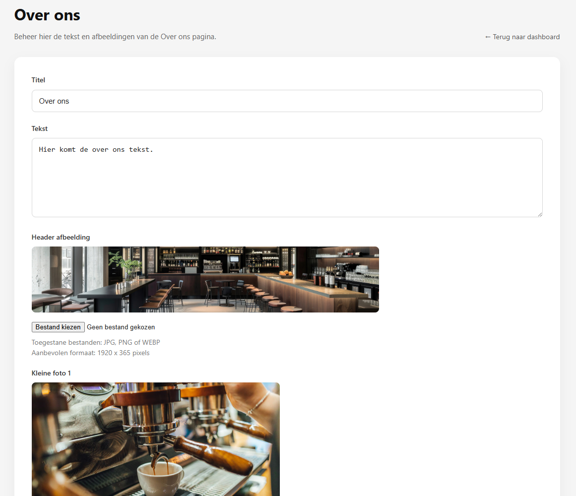 Screenshot van een pagina bewerken
