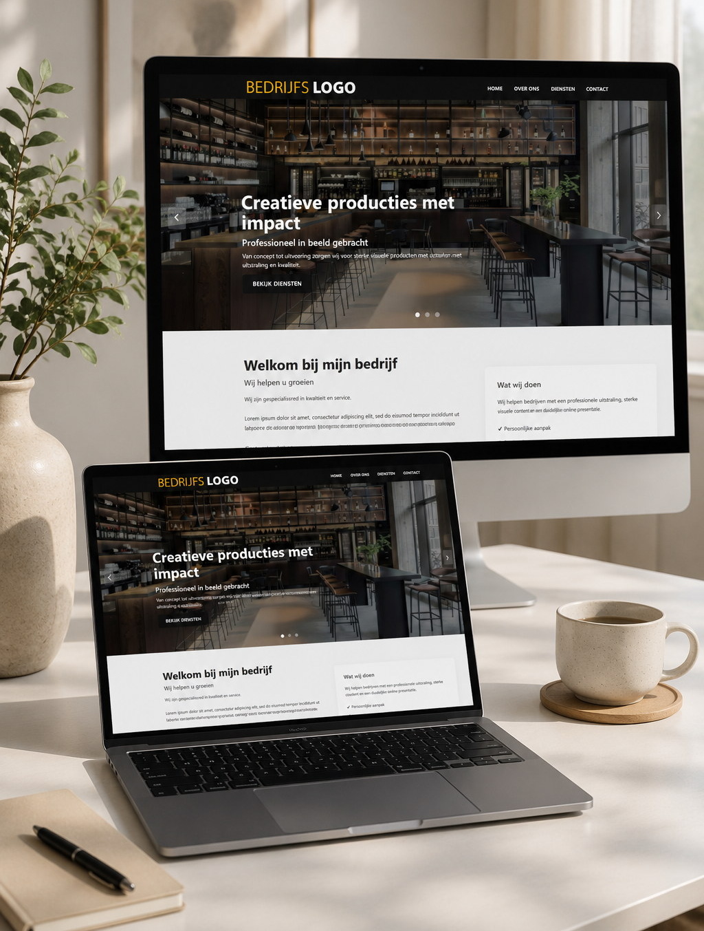 Voorbeeld van een website met een eigen CMS